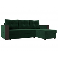 Угловой диван Валенсия Лайт (микровельвет зелёный)